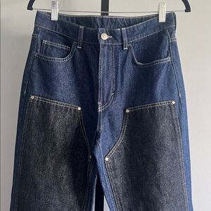 H&M Dark Wash Straight Leg Utility Jeans Size 4